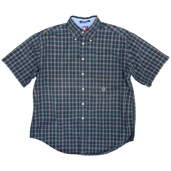 VINTAGE‎ Men's TOMMY HILFIGER Plaid Button-Down Dress Shirt- Size L - Picture 1 of 9